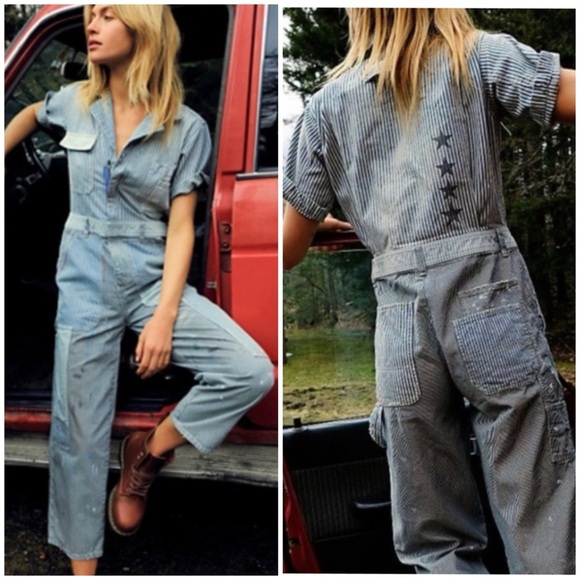 NWT Free People Motor City Striped Jumpsuit SZ L - Picture 1 of 11